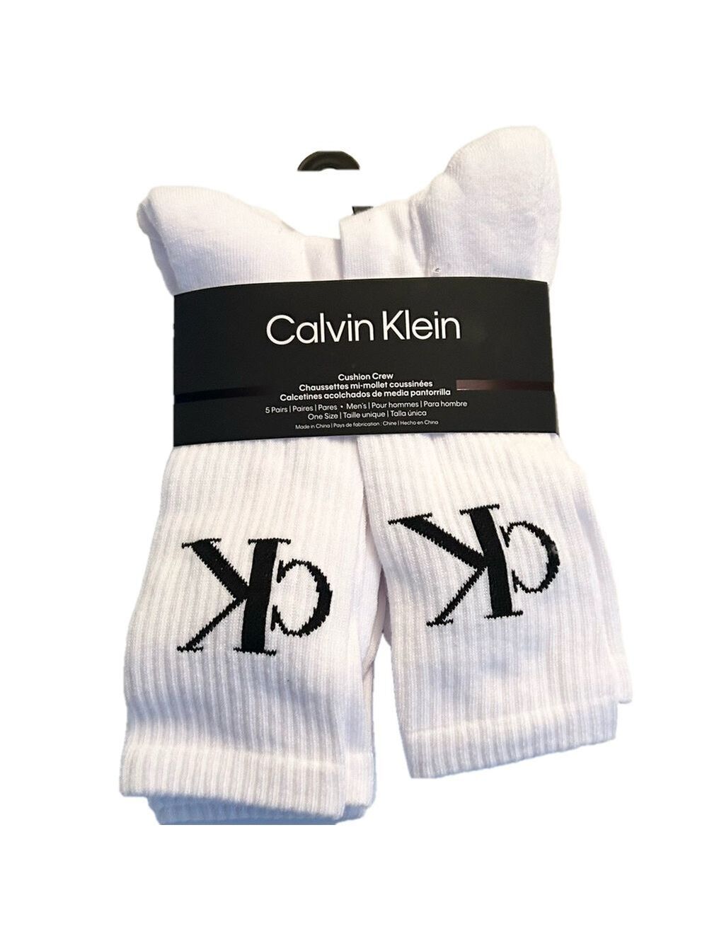 Calvin Klein Men’s Cushion Crew Socks 6 Pairs White Size 7 to 12 NWT